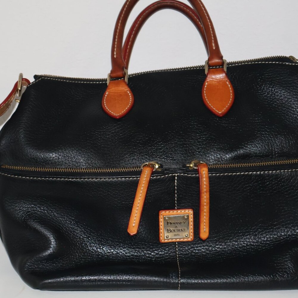 Dooney & Bourke Dillen Black Pebbled Leather Satchel Top Handle Shoulder Bag - Picture 13 of 16